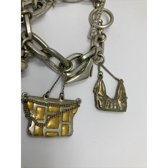 Kenneth Cole Reaction Charm Bracelet Shoes Purses Keys Mostly Silver Tone - Picture 4 of 11